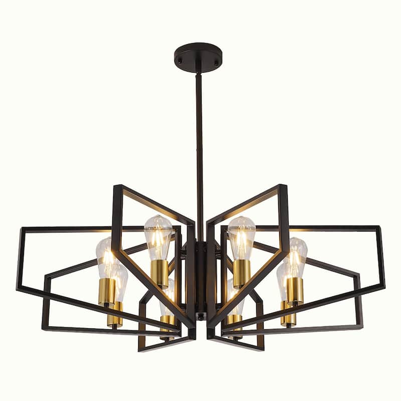8-Light Modern Round Chandelier, Luxury Chandelier Fixture for Kitchen Island Bedroom Hotel Dia 35 Inches, Adjustable Height