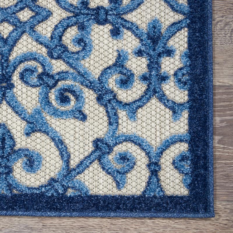 Nourison Alice Indoor/Outdoor Trellis Area Rug - 5'3" x 7'5" - Grey/Blue