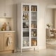 preview thumbnail 1 of 18, Kitchen Pantry Cabinet Glass Display Storage Buffet Sideboards with Glass Doors and 4 Adjustable Shelves