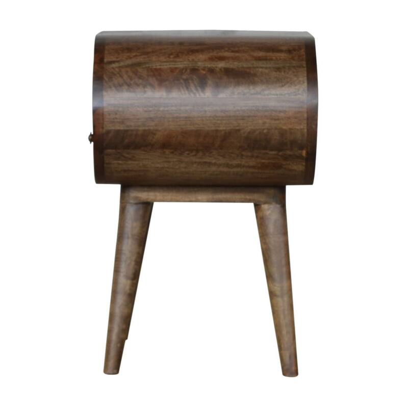 HomeRoots 21" Light Brown Solid Wood Round One Drawer Nightstand