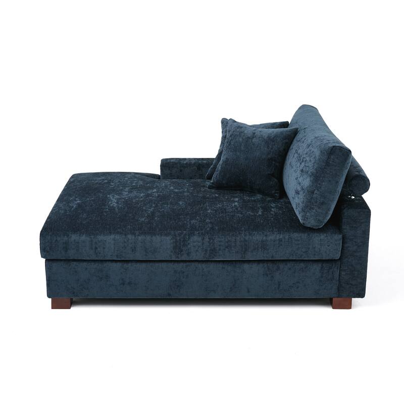 Plush Chenille Single Modular Sectional Sofa Chaise with Pillows