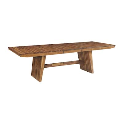 Vantage 42" Solid Wood Dining Table with Leaf, Ornate Spice Acacia