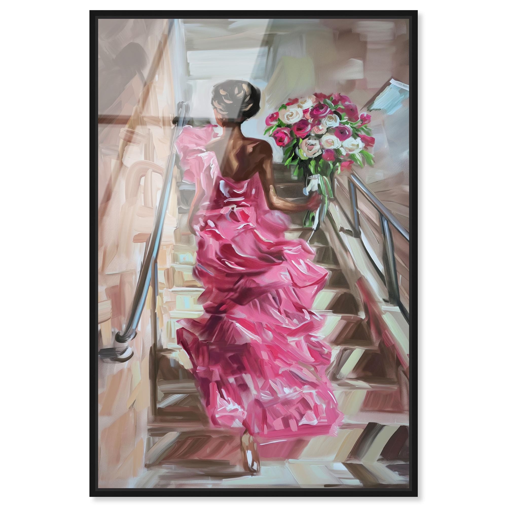 Steps to a Pink Dream Ebony Framed Acrylic Wall Art by Art Remedy