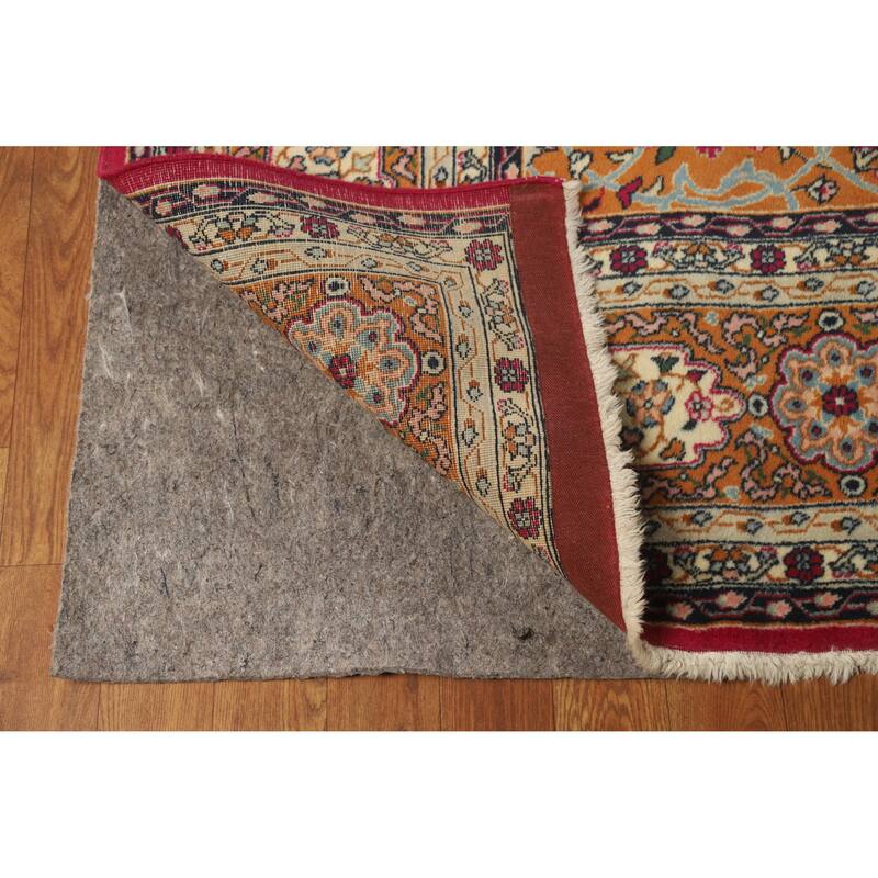 Hand Knotted Oriental 100% Wool Carpet Traditional Floral Beige & Ivories Tabriz Area Rug - 12' 3'' X 8' 1''