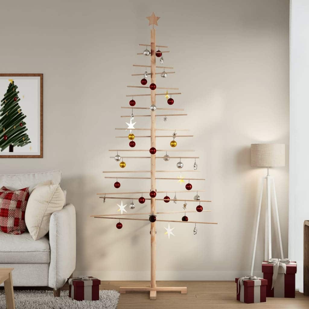 vidaXL Wooden Christmas Tree Natural Wood Solid pine wood, Bamboo - 43 x 83 x 43