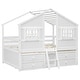 preview thumbnail 9 of 26, Full Size House-shaped Loft Bed with House Roof Frame Skylight Windows 4 Storage Drawers Guardrails and Stairs for Kids' Room