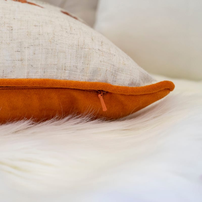 Embroidered Pumpkin Lumbar Throw Pillow - Misty Blue Fall Accent Cushion Set of 2