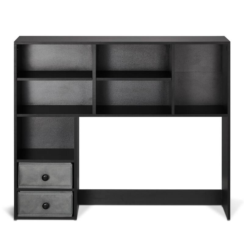 Particle Board Desktop Bookshelf Hutch, 3-Shelf Organizer and Office Storage Rack - 37.0" L x 10.0" W x 31.1" H - Black