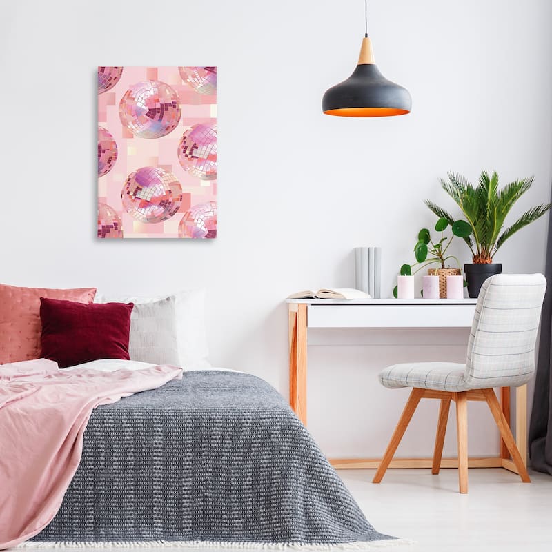 Stupell Feminine Pink Disco Balls Canvas Wall Art Design By LSR Design Studio