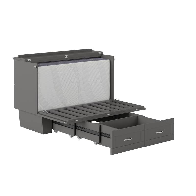 Monroe Full Murphy Bed Chest with 6" Memory Foam Mattress