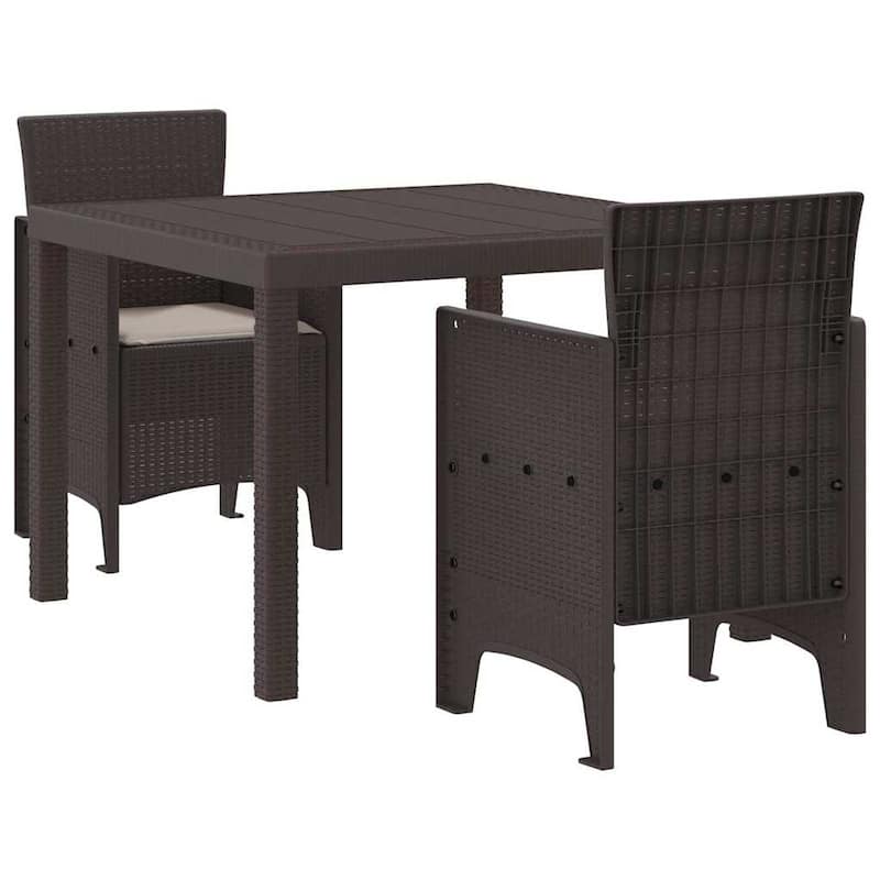 vidaXL Garden Dining Set 3/5 pcs Anthracite/Brown Polt rattan - 100 x 100 x 73 cm