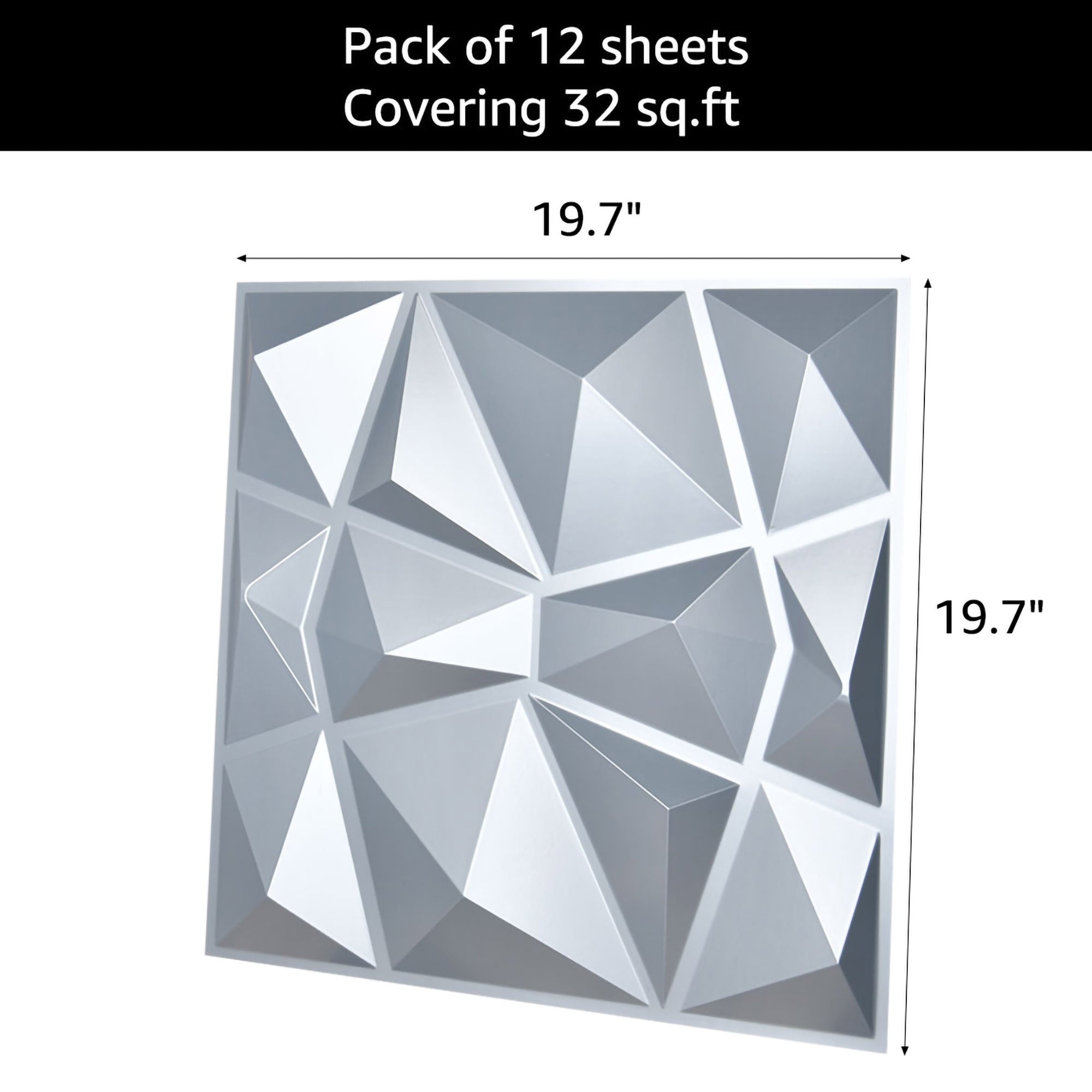 Art3d 3D Wall Panels PVC Jagged Diamond Design (32 Sq.Ft)