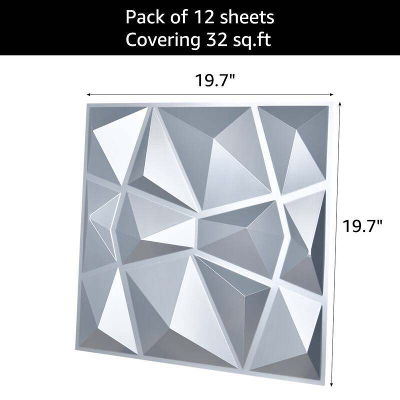 Art3d 3D Wall Panels PVC Diamond Design (32 Sq.Ft)