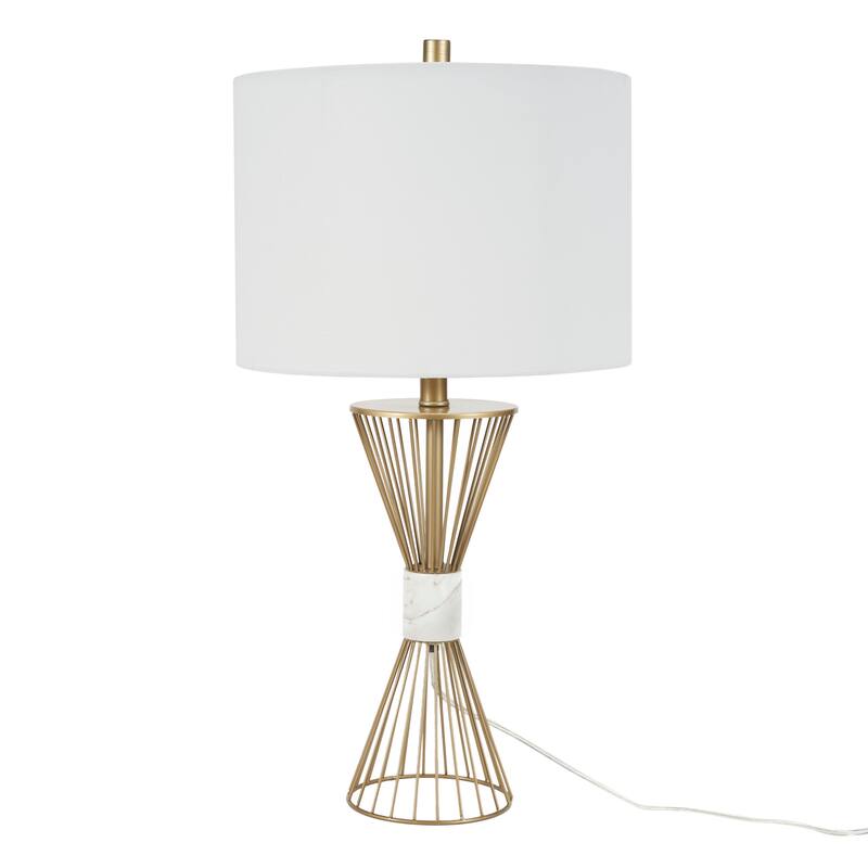 Nourison 27" Gold Metal & Marble Wire Triangle Table Lamp
