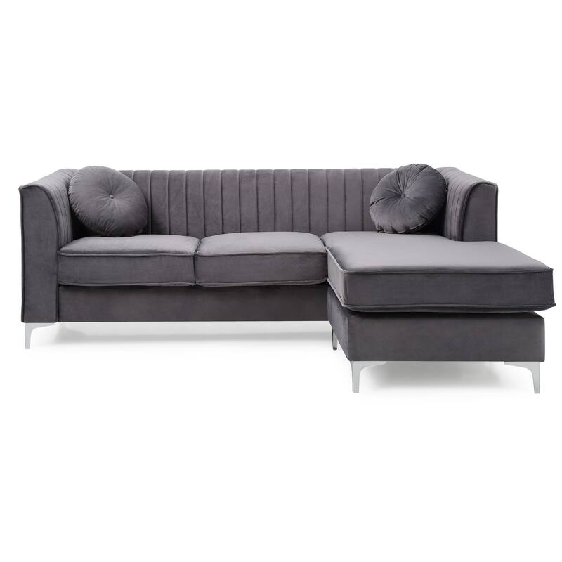 G790B-SC Gray Velvet Sofa Chaise, 75x63x32 inches, 146 lbs, Semi Assembled