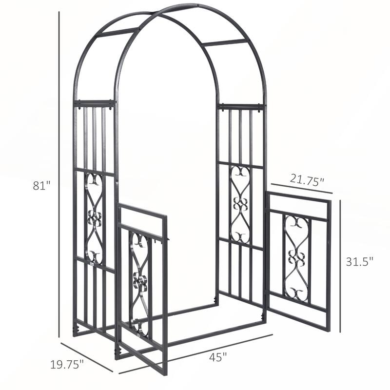 Outsunny 81in Metal Garden Arbor with Double Doors