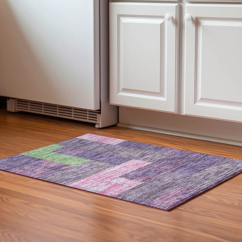 Premium Washable Super Soft Casual Geo Mayfield Rug - Purple - 1'8" x 2'6"