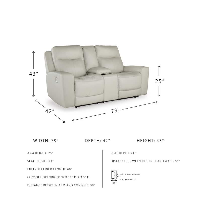 Signature Design by Ashley Mindanao Coconut Power Reclining Loveseat with Console - 79"W x 42"D x 43"H