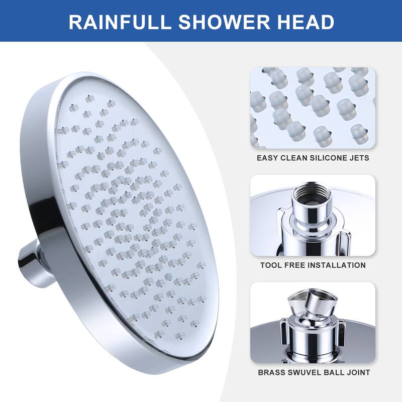 WOWOW 1-Spray 6 in. Wall Mount Fixed Shower Head
