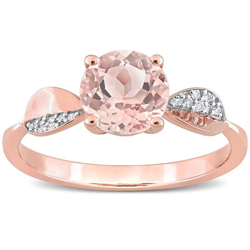 Miadora Morganite and Diamond Accent Cocktail Ring in 14k Rose Gold