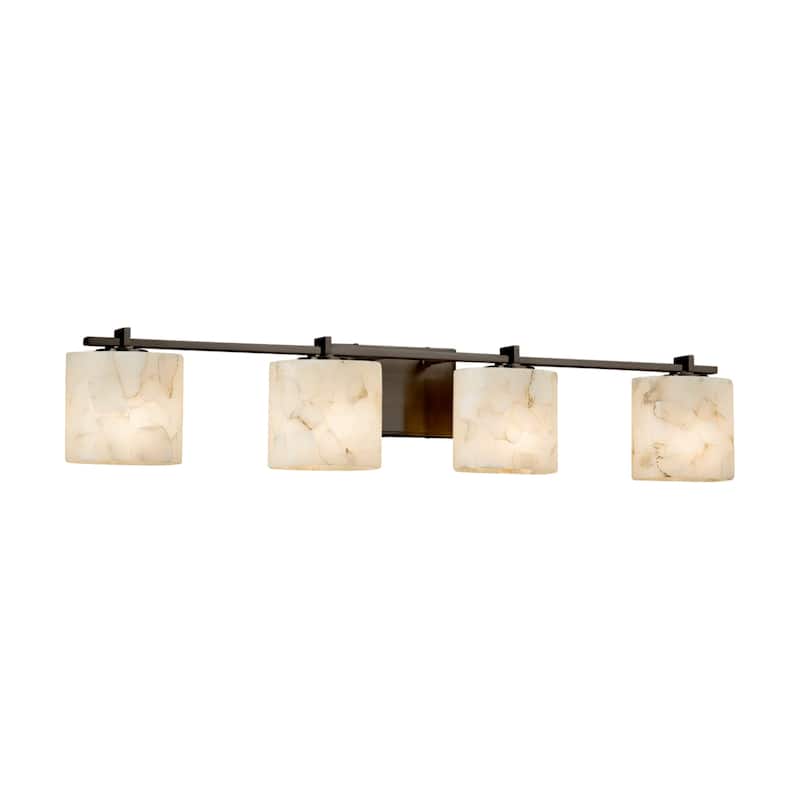 Justice Design Alabaster Rocks Era 4-light Dark Bronze Bath Bar, Oval Shade