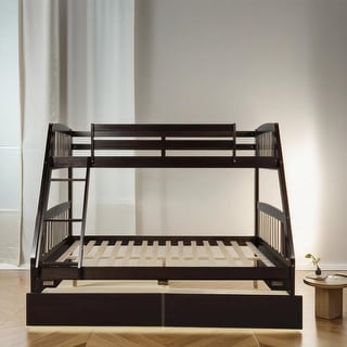 Solid Wood Twin Over Full Bunk Bed with Two Storage Drawers - Bed Bath ...