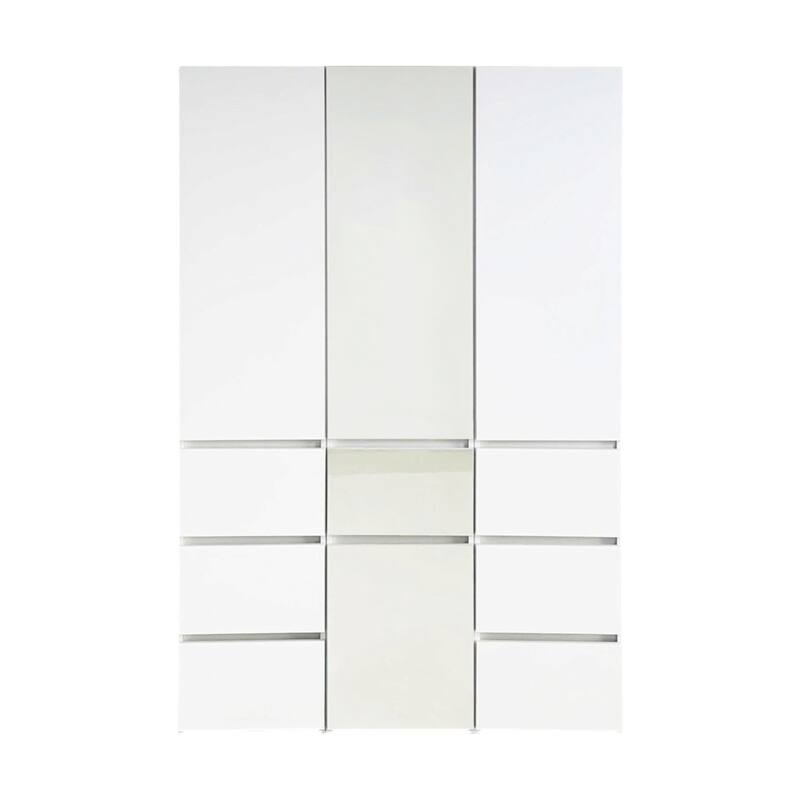 Ely Closet Cabinet Set, Center Mirror Front, 7 Drawers, 71 Inch, White
