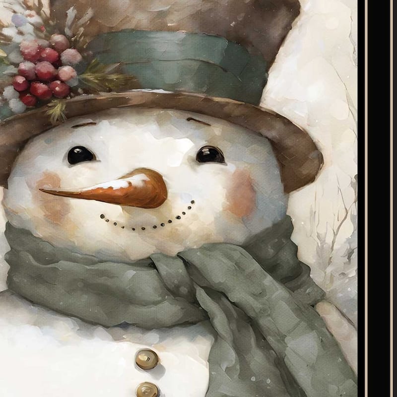 HomeRoots Old World Frosty The Snowman Black Framed Wall Art