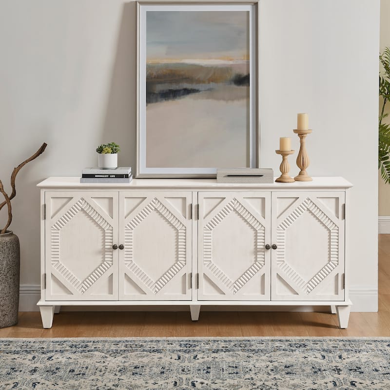 Retro Wooden Sideboard Buffet Cabinet with Storage - Antique White - 30.12*65.16*15.75