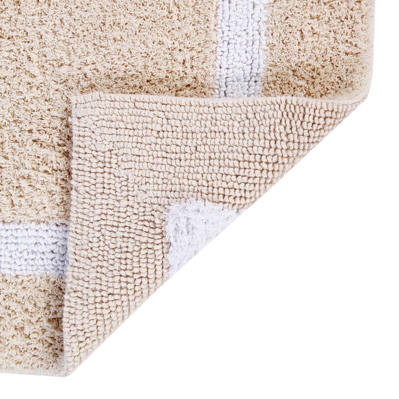 Better Trends Hotel Collection in Race Track 100% Cotton Super Absorbent Reversible Double Sided Machine Washable Bath Mat Rug
