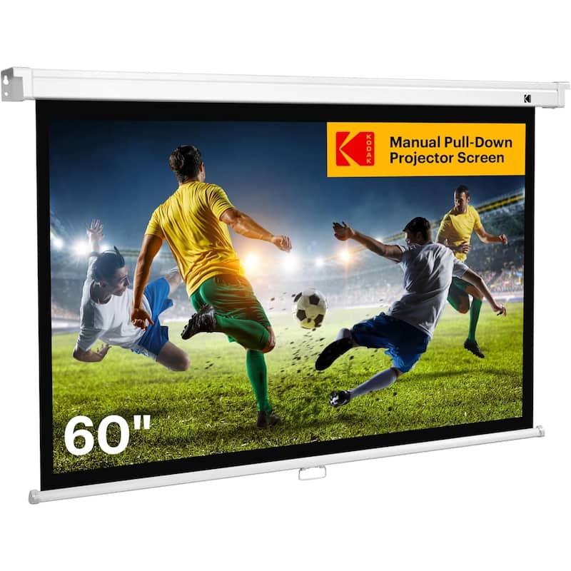 Kodak Manual Pull Down Projector Screen, Large 16:9 Retractable Screen - 60" - Black