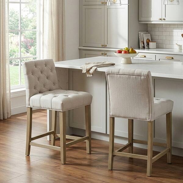 Alee Fabric Counter Stool with Tufted Buttons (Set of 2) - Bed Bath ...