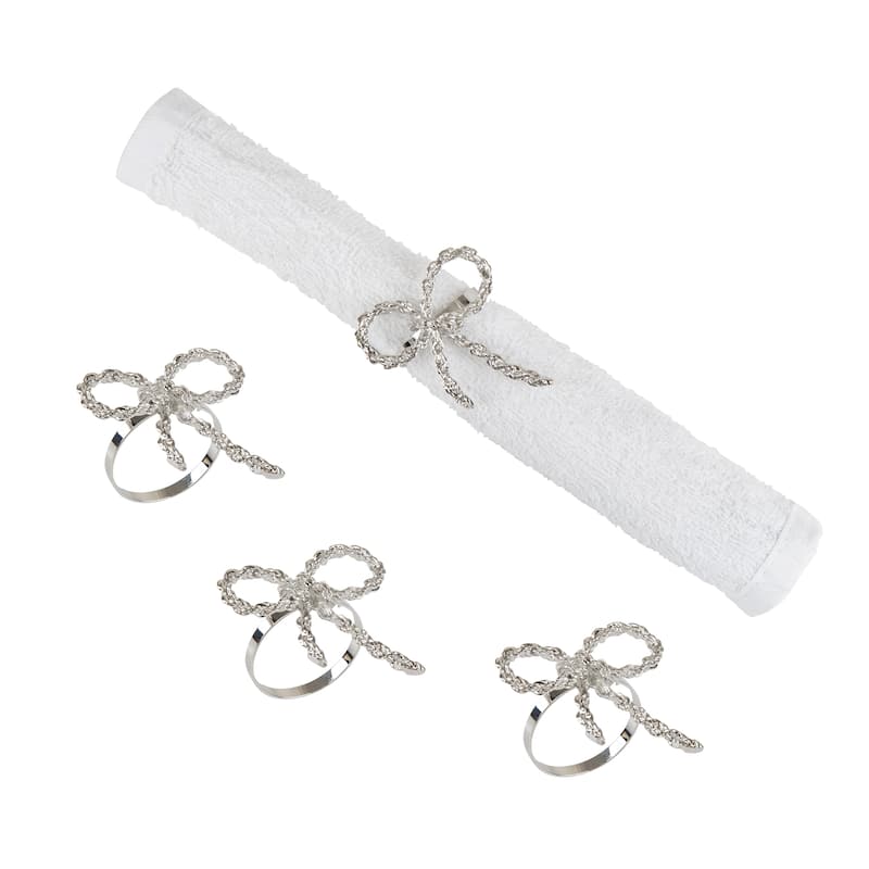 Silver Ribbon Napkin Ring, Set of 4