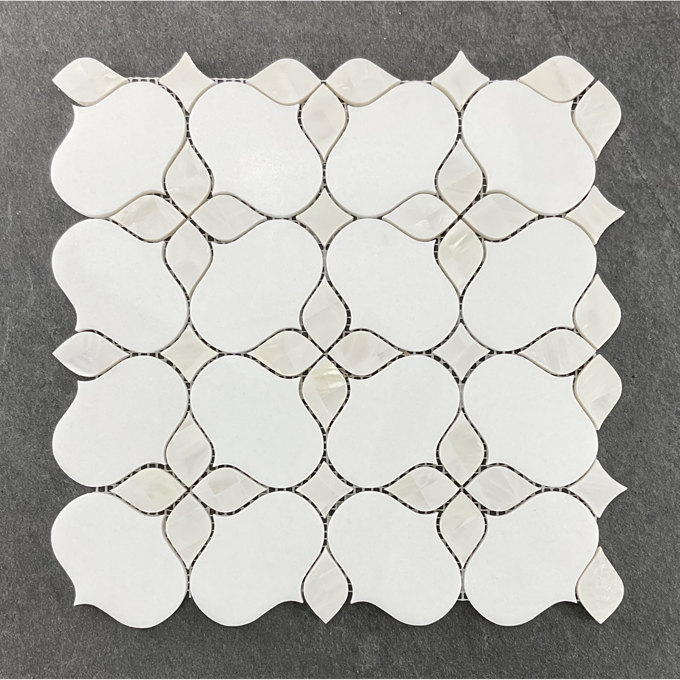 Thassos White And Mother Of Pearl Novelty Mosaic Wall & Floor Tile - 1 Case (10 Sheets)