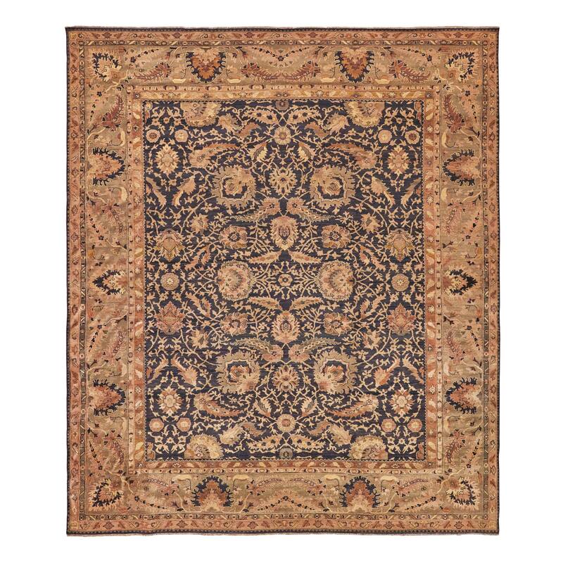 EXQUISITE RUGS ONE-OF-A-KIND Rare and Unusual Agra Hand Knotted Brown Rug - 12'6"x15'