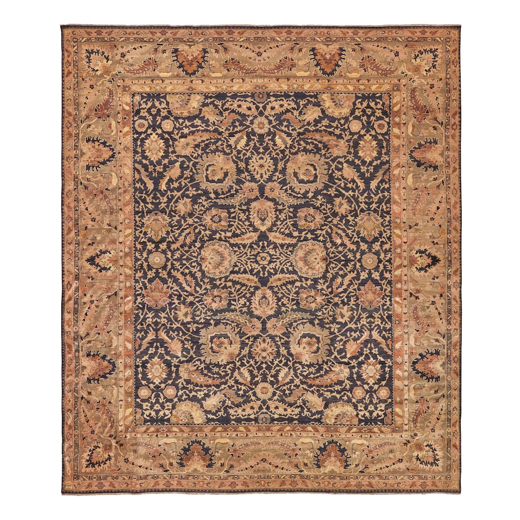 EXQUISITE RUGS ONE-OF-A-KIND Rare and Unusual Agra Hand Knotted Brown Rug - 12'6"x15'
