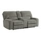 preview thumbnail 5 of 12, Eymard Chenille Fabric Power Reclining Loveseat with Console Mocha (Power)