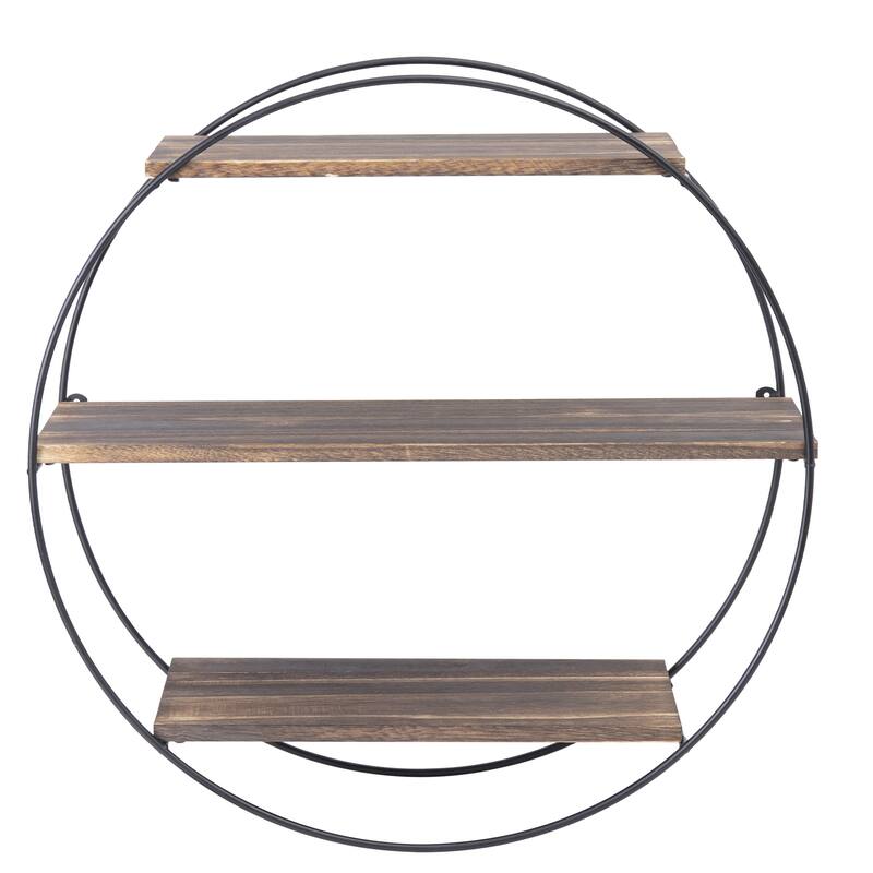 Circle Pine Solid Wood Floating Wall Mounted Shelf with Live Edge - 19.68 inch L
