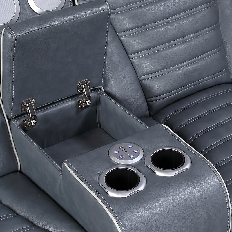 Arbor 73" Leather Power Double Reclining Loveseat with Center Console