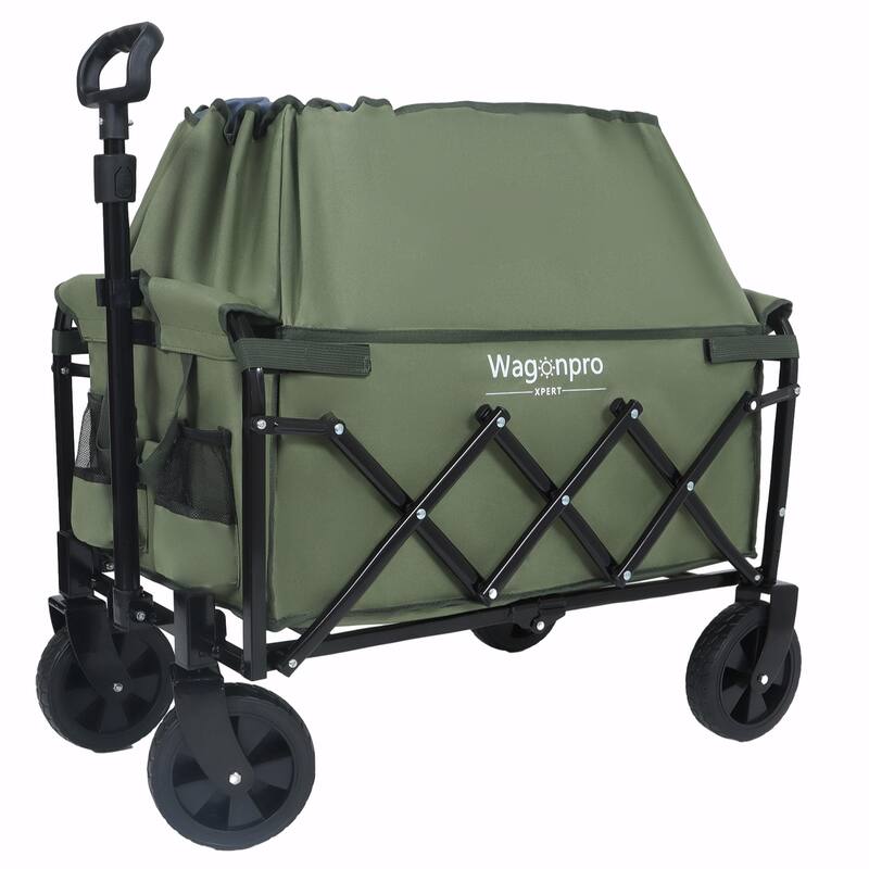 Expandable Dual-Layer Utility Wagon - 100% Extra Space for Convenient Storage