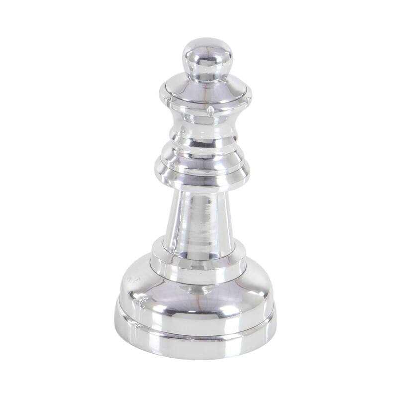 Aluminum Metal Chess Sculpture with Knight, Queen and King - Set of 3 Silver, Gold, Dark Gray - CosmoLiving by Cosmopolitan