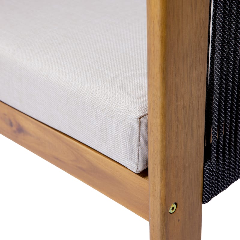 Christopher Knight Home - Aurelia Modern Acacia Wood Outdoor 9-Piece Dining Set with Woven Rope Back Chairs and Cushions