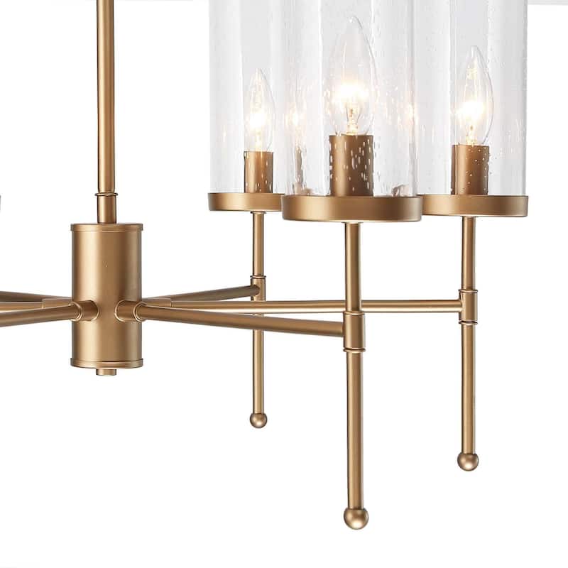 Mid-century Modern Gold 6-Light Glass Wagon Wheel Chandelier for Dining Room - D23'' x H30''