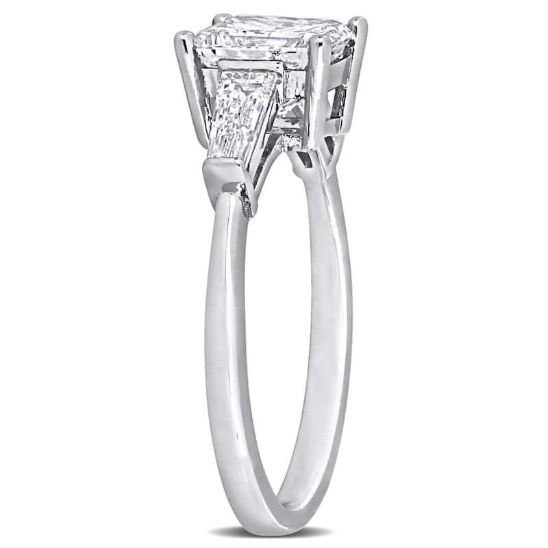 Miadora 2ct TDW Princess and Taper-Cut Diamond Three Stone Engagement Ring in 14k White Gold