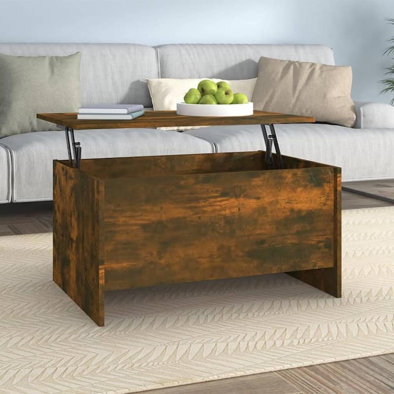 vidaXL Coffee Table Lift Top End Table Accent Side Sofa Table Engineered Wood - 31.5" x 21.9" x 16.3" - Smoked oak