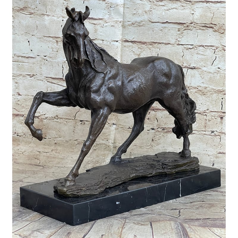Signed Original Arabian Horse Bronze Sculpture Modern Art Marble Figurine Figure