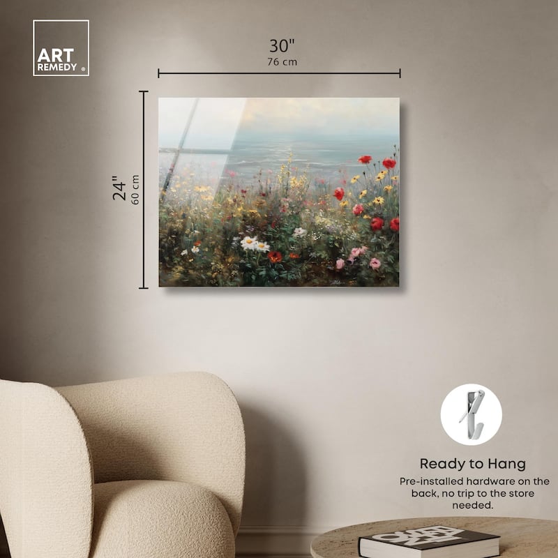 Misty Ocean Field I Acrylic by Art Remedy, Ready to Hang