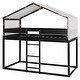 preview thumbnail 19 of 21, Solid Wood Twin Over Twin Bunk Bed with Removable Kids Play Tent