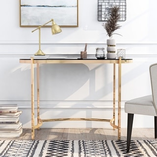 Furniture of America Allade Modern Gold 44-inch Glass Computer Desk