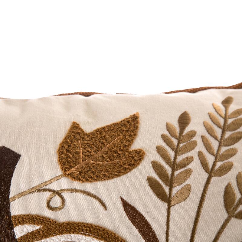 Glitzhome Farmhouse Thanksgiving Harvest Turkey Embroidered Pillow or Pillow Cover